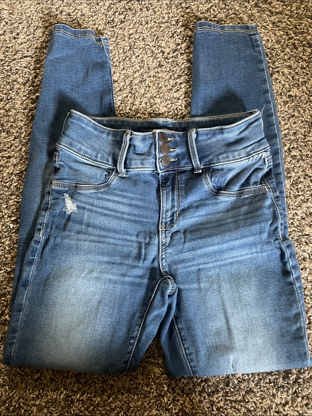 SO Girls Medium Blue Distressed Skinny Jeans